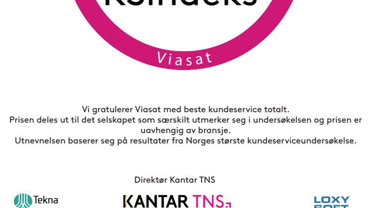 ​Viasat vinner prisen for Årets beste kundeservice 2018