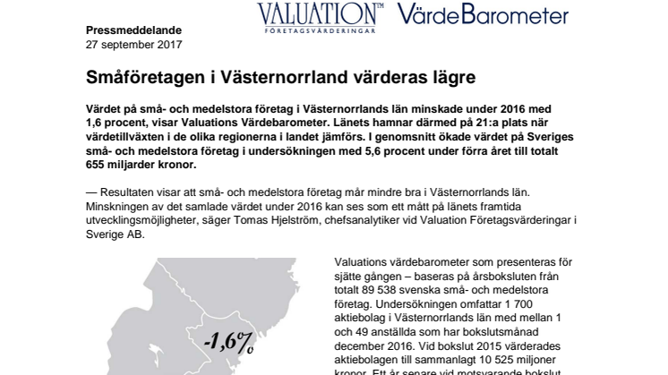 Värdebarometern 2017 Västernorrlands län
