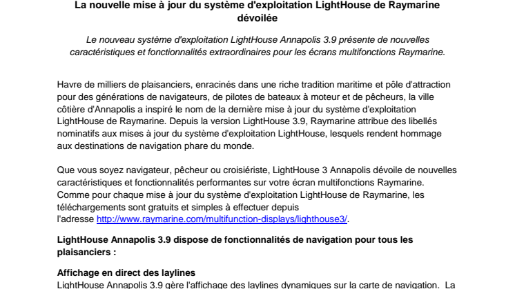 La Nouvelle Mise à Jour Du Système D'exploitation LightHouse de Raymarine Dévoilée