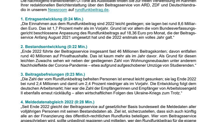 O-Töne zum Jahresbericht 2022 - Transkript