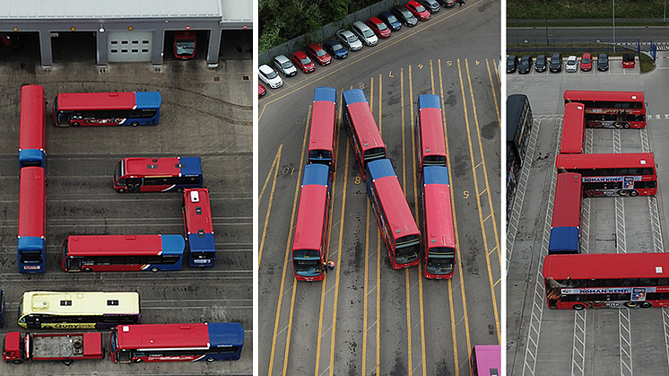 Team members also positioned buses to spell out 'GNE'