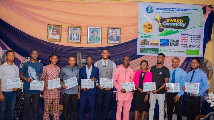 Winners from a competition held in Nigeria to support local companies, entrepreneurs, students and individuals, to help them develop sustainable ideas and projects