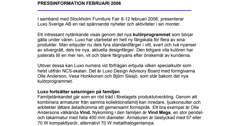 Många spännande nyheter från Luxo på Stockholm Furniture Fair