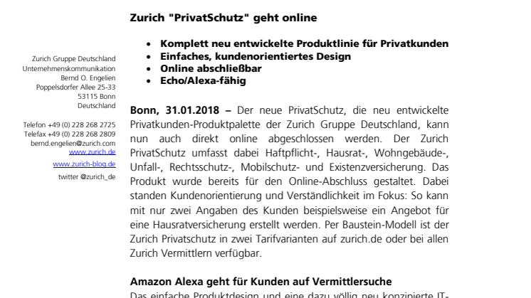 Zurich "PrivatSchutz" geht online