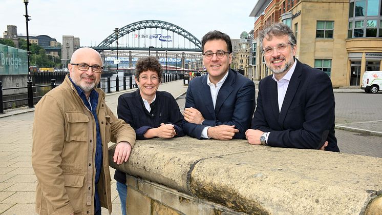 Pictured from left to right are programme organisers, Professor Gennady El of Northumbria University, Dr Magda Carr of Newcastle University, and Dr Matteo Sommacal and Dr Antonio Moro of Northumbria University.