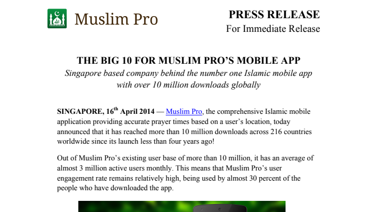 THE BIG 10 FOR MUSLIM PRO’S MOBILE APP