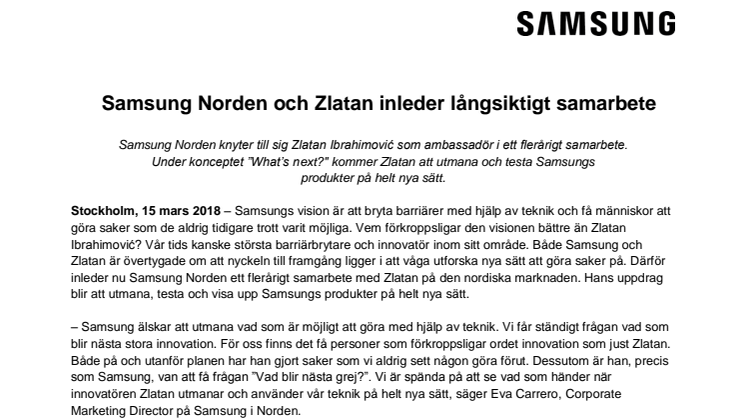 Samsung Norden och Zlatan inleder långsiktigt samarbete