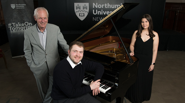 Allan Colver, Jeremy Teasdale, and Caitlin Hedley - the first students to graduate from Northumbria University's Music BA (Hons) degree