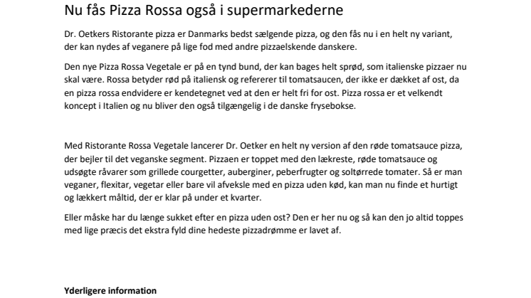 NYHED Pizza Rossa Vegetale - vegansk frysepizza med stor smag