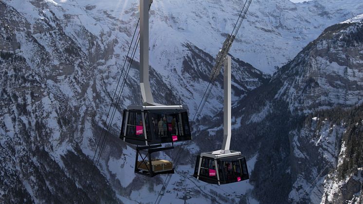 Visualisation of the new aerial cableway between Stechelberg and Mürren 