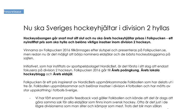 Nu ska Sveriges hockeyhjältar i division 2 hyllas