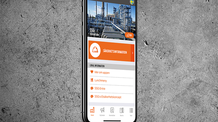 SSG On site gör det möjligt för industrianläggningar att delge säkerhetsinformation, nyheter, kartor med mera direkt i en besökares mobil.