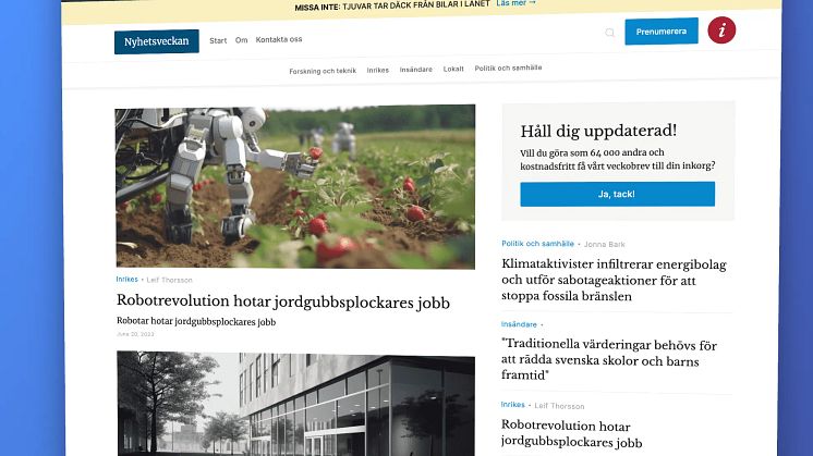På Nyhetsveckan.se är innehållet helt och hållet AI-genererat.