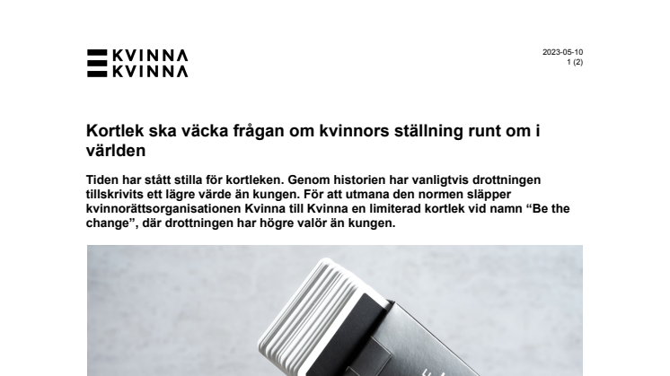 2023-05-10 Pressmeddelande Kvinna till kvinna_Kortlek ska väcka frågan om kvinnors ställning runt om i världen.pdf.pdf