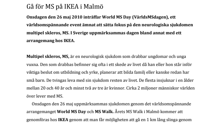 Gå för MS på IKEA i Malmö