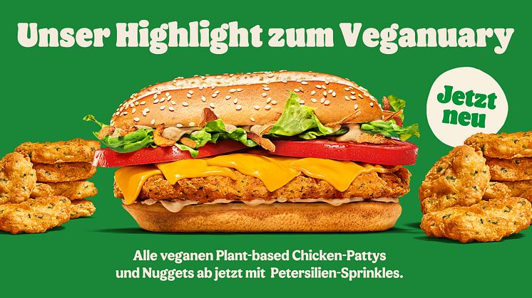 Alles vegan: Der Plant-based Long Chicken Cheddar Style mit veganer Käsealternative.