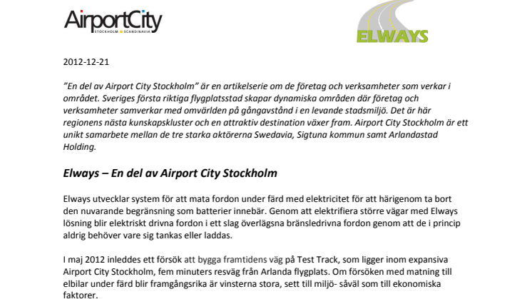 Elways - En del av Airport City Stockholm