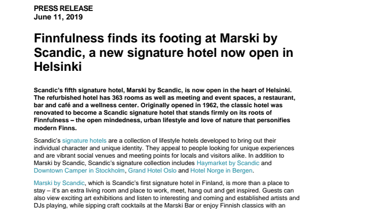 Finnfulness finds its footing at Marski by Scandic, a new signature hotel now open in Helsinki