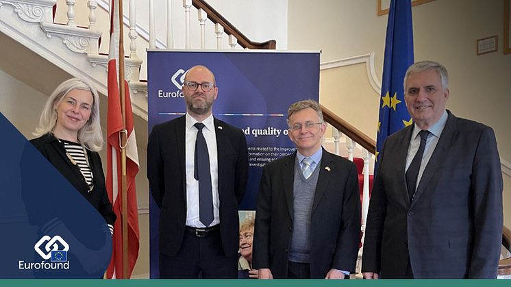 Left to right: Mary McCaughey, Head of Information and Communication, Nikolaj Mølsted-Andersen, Deputy Head of Mission and Head of Trade, H.E Uffe Balslev, Ambassador of Denmark to Ireland and Ivailo Kalfin, Executive Director, Eurofound 