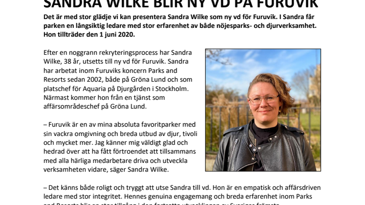 Sandra Wilke blir ny vd på Furuvik
