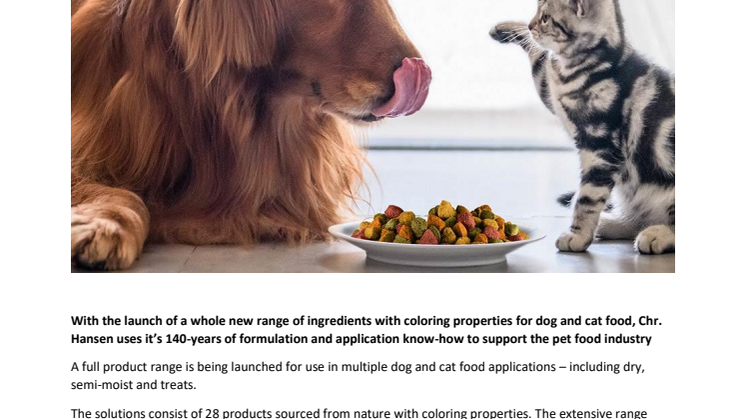 ‘Felix’ and ‘Fido’ are in for a treat: colors sourced from nature for pet food