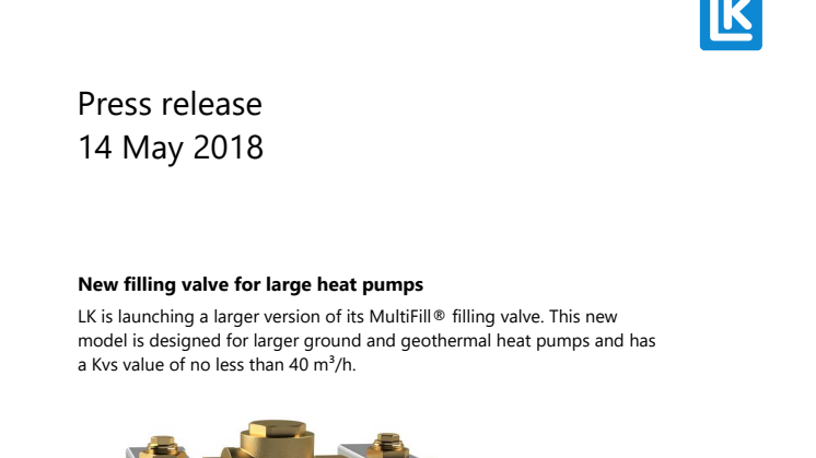 New filling valve for large heat pumps