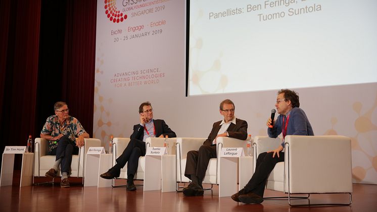 GYSS speakers at a panel discussion on the topic of the human side of science. Photo credit: National Research Foundation Singapore