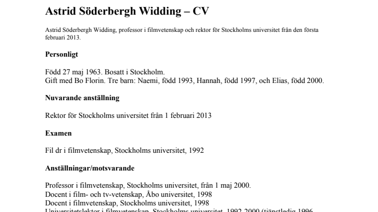 Astrid Söderberg Widding CV