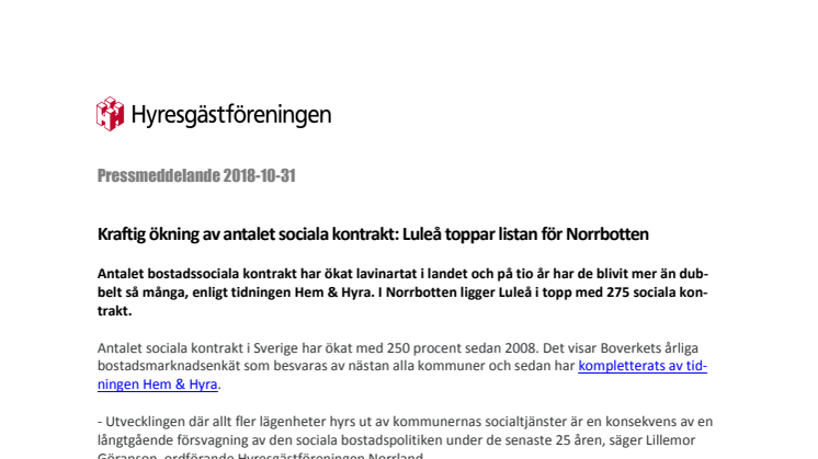 Kraftig ökning av antalet sociala kontrakt: Luleå toppar listan för Norrbotten