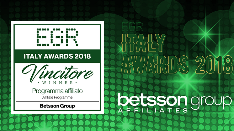 Betsson Group Affiliates - Best Affiliate Programme - EGR Italy Awards 2018