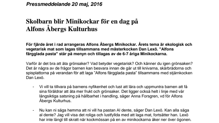 Skolbarn blir Minikockar för en dag på Alfons Åbergs Kulturhus