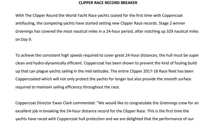 Coppercoat: CLIPPER RACE RECORD BREAKER