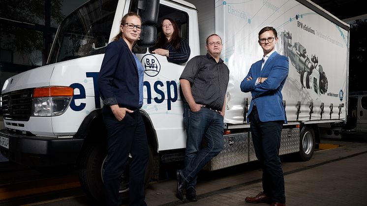 Members of the BPW eTransport team (from left to right: Katja Boecker, Francisca Magyar, Frank Löhe and Josha Kneiber), whose electric drive concept proved compelling for the Energy Awards jury. 