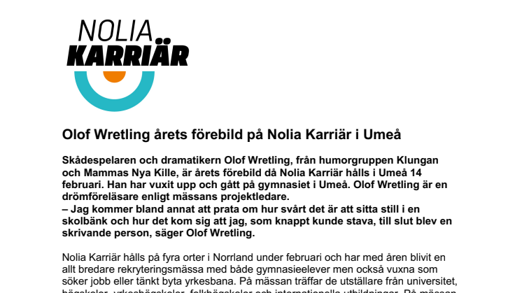 Olof Wretling årets förebild på Nolia Karriär i Umeå