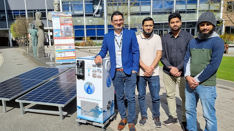 The Solar2Water team, L-R: Muhammad Wakil Shahzad, Muhammad Ahmad Jamil, Mohammed Sanjid Thavalengal, Muhammad Mehroz, Nida Imtiaz (not pictured).
