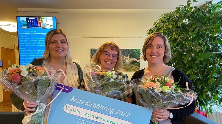 Christina Fåhraeus, Henny Lind och Lina Rudin. Årets förbättring i Kävlinge kommun 2022. 