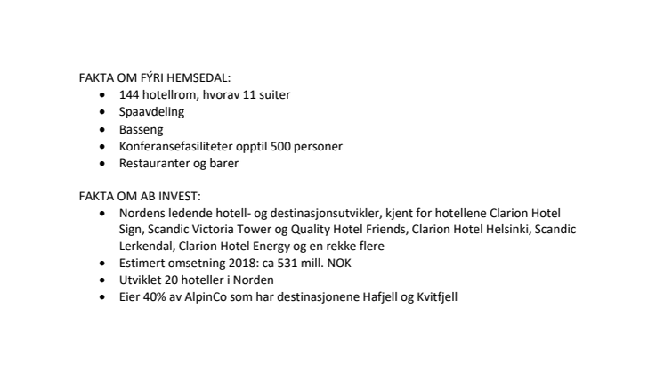 ESS Group blir operatør for vårt nye hotell i Hemsedal