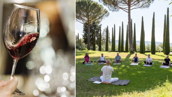 Yoga och vin i perfekt kombination