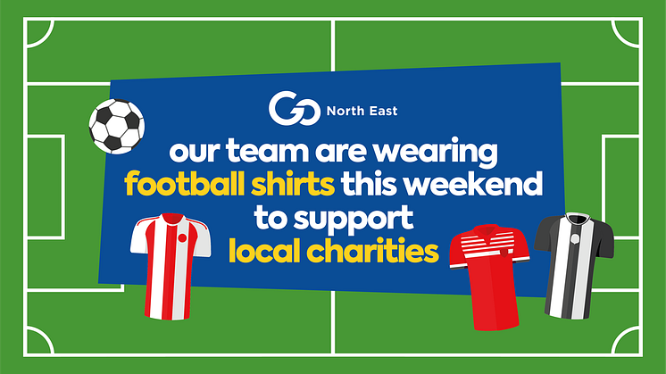 Go North East team members donning football shirts this weekend to mark the end of the season as they approach £10,000 raised for charity and other worthy causes