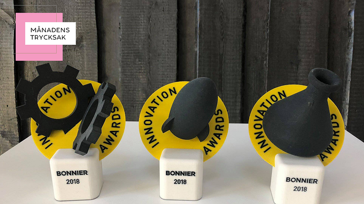 Bonnier vinner månadens trycksak för september 2018 med sin 3D-printade pokaler