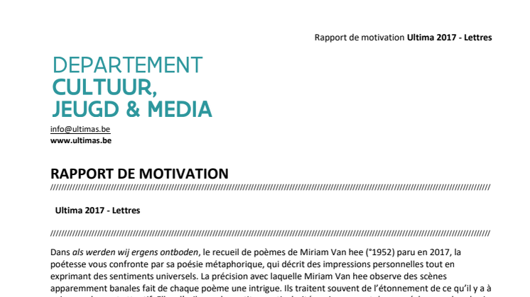 Rapport de motivation Ultimas 2017 - Lettres