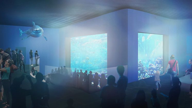 Visionsbild över det nya Akvariet. Bild: GAJD Arkitekter