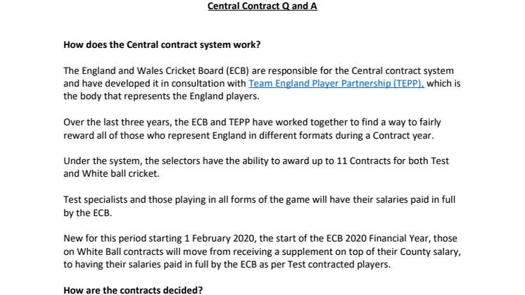 Central Contract Q&A