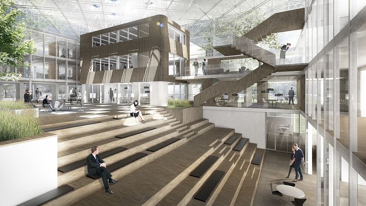 Interiør Danske Bank Odense. Illustration: Arkitema Architects
