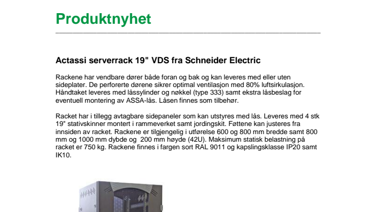 Actassi serverrack 19" VDS 