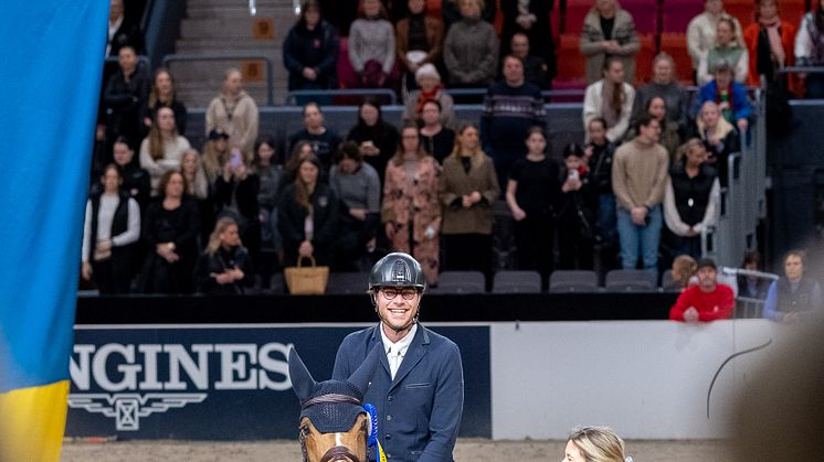 Felix Bader var ensam dubbelnolla och därmed vinnare av Lövsta Future Challenge Young Horses