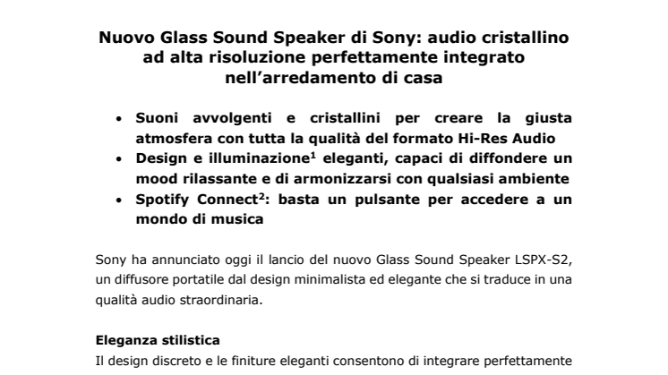 Nuovo Glass Sound Speaker di Sony: audio cristallino ad alta risoluzione perfettamente integrato nell’arredamento di casa