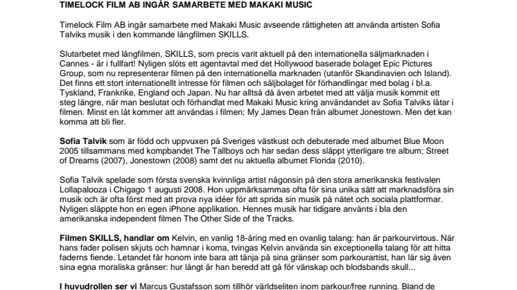 TIMELOCK FILM AB INGÅR SAMARBETE MED MAKAKI MUSIC