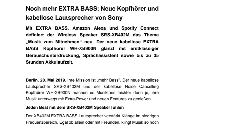 Noch mehr EXTRA BASS: Neue Kopfhörer und kabellose Lautsprecher von Sony