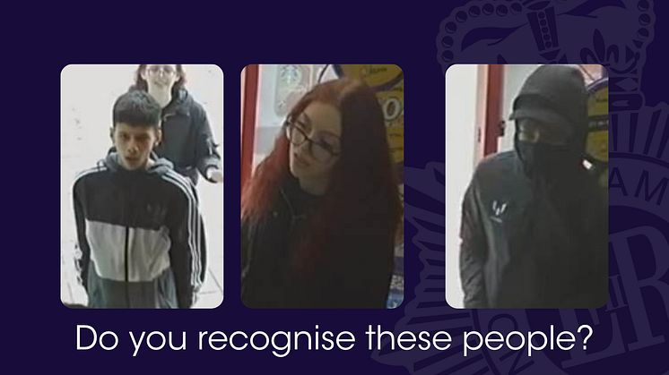 Detectives investigating an attack on a shopkeeper have released CCTV images of a group of young people they would like to speak to.